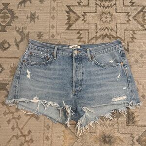 Agolde Light Wash Distressed Denim Cutoff Parker Shorts